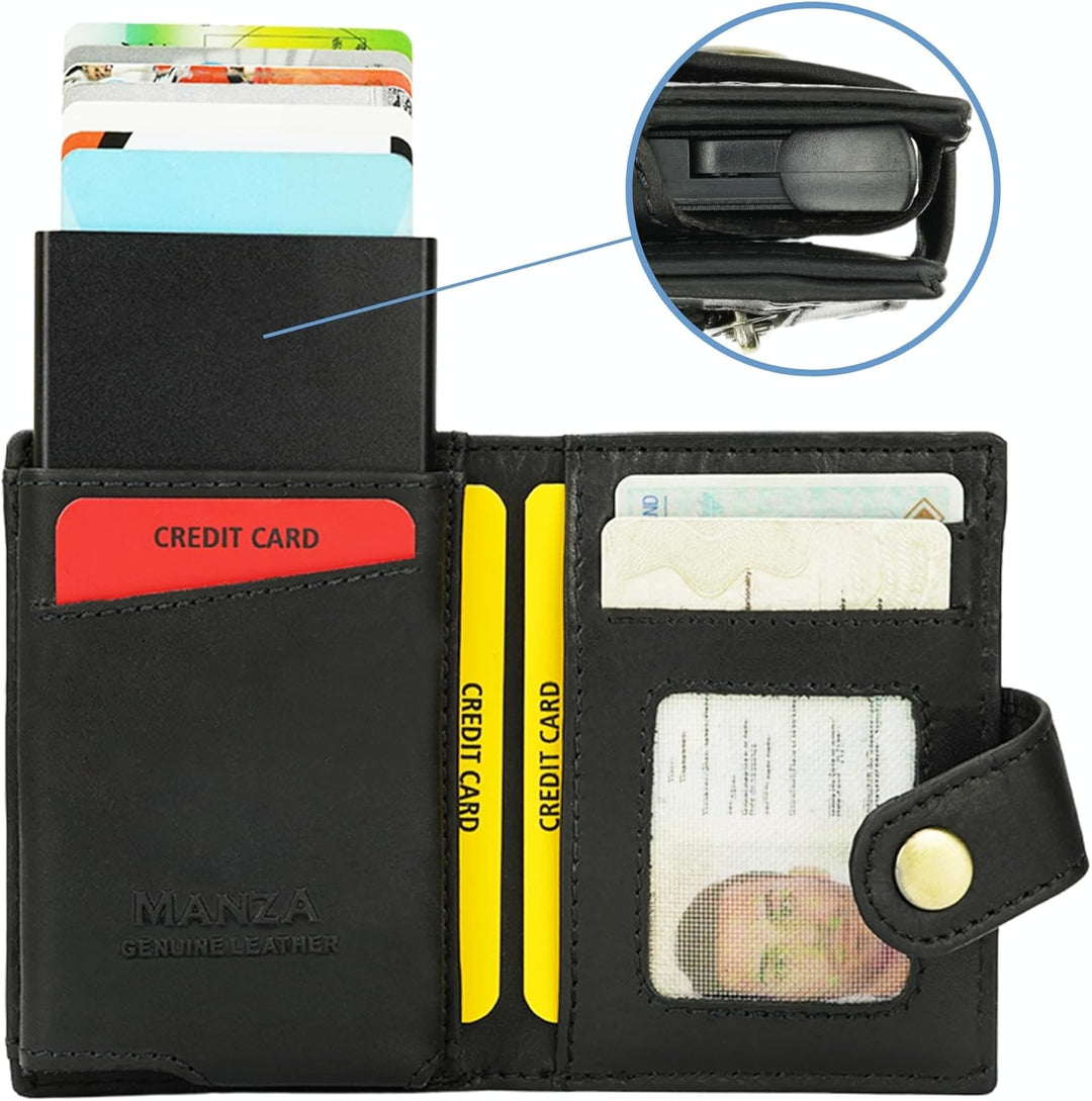Slim Wallet Geldbeutel mit Münzfach und RFID-Schutz Rindleder Börse für Herren Mini Geldbörse NEU (S