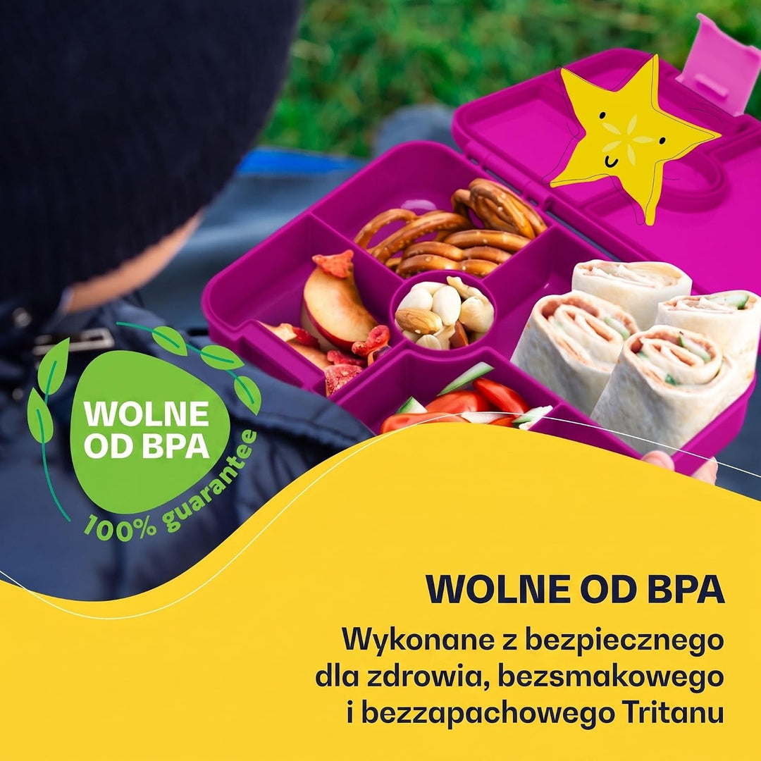 schmatzfatz Brotdose Kinder mit Fächern, BPA Frei Lunchbox Kinder, Bento Box Kinder, Brotbox für Mäd