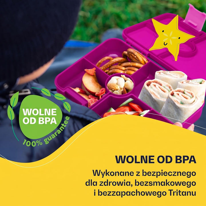 schmatzfatz Brotdose Kinder mit Fächern, BPA Frei Lunchbox Kinder, Bento Box Kinder, Brotbox für Mäd