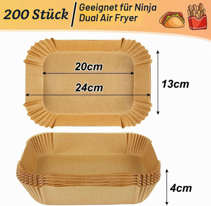 200PCS Backpapier für Heissluftfritteuse, Air Fryer Zubehör für Ninja SL400EU/AF400EU/AF451EU Foodi