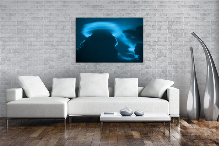 deyoli roter Himmel mit Wolken Format 80x60 Effekt: Monocrome Blau als Leinwandbild, Motiv fertig ge