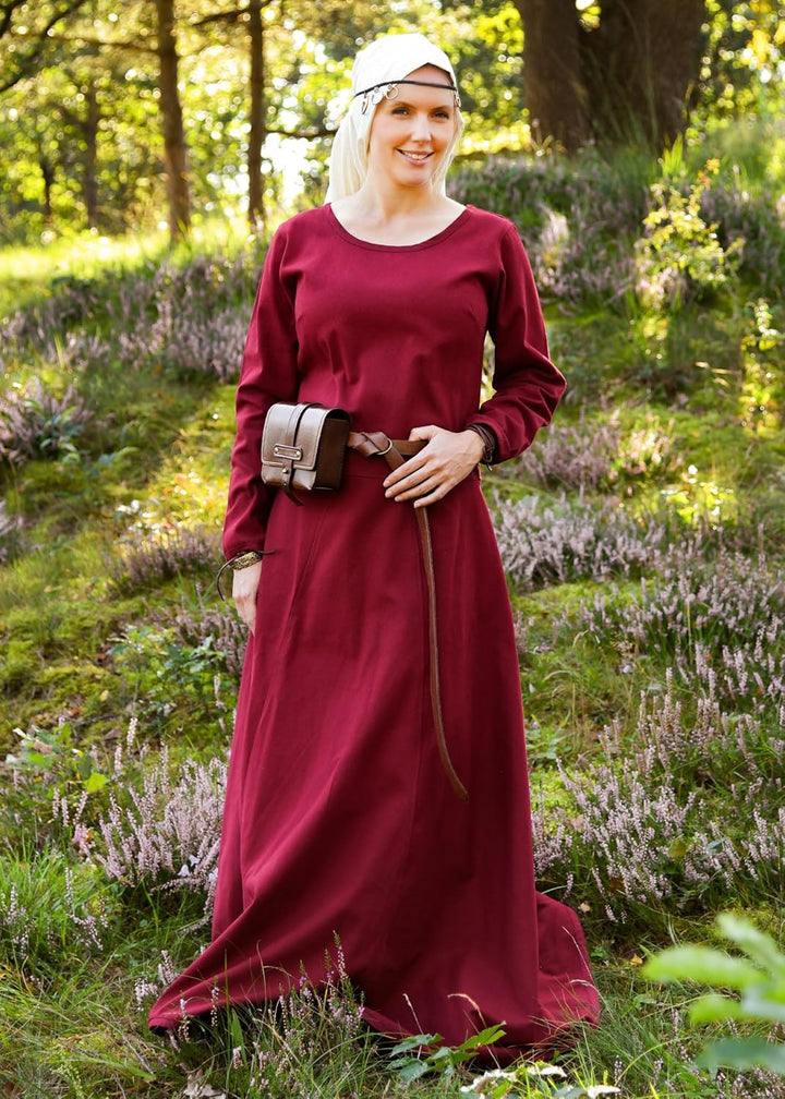 Battle-Merchant Mittelalter Kleid Afra Damen | Langarm Wikinger Kostüm bodenlang | LARP Gewandung au