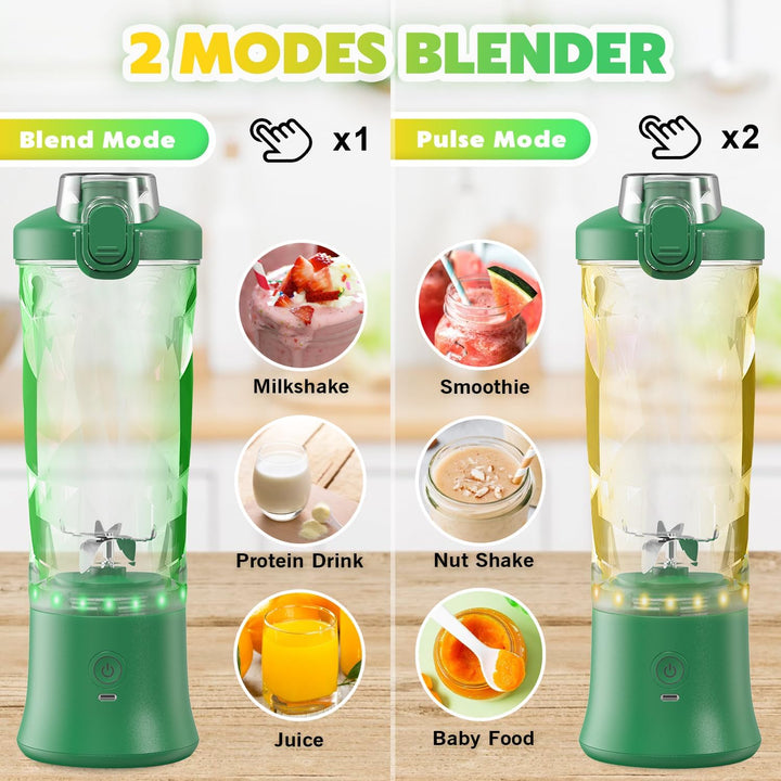 Tragbarer Mixer Smoothie Maker - 600ml Mini Standmixer to Go - 6 Klingen, Reisedeckel und Isolierte
