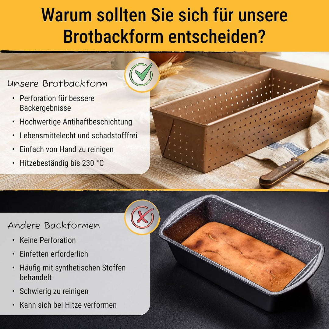 Birkmann, Laib &amp; Seele, perforierte Brotbackform, 25 cm, Backform für kleine Brote, aus bronzefarben