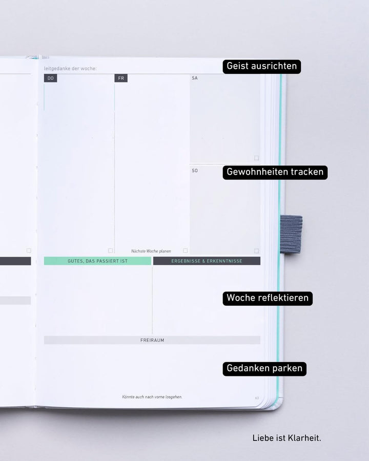 KLARHEIT KALENDER undatiert mit 52 Wochen (A5) – dein Organizer, Terminplaner, Notizbuch und Termink