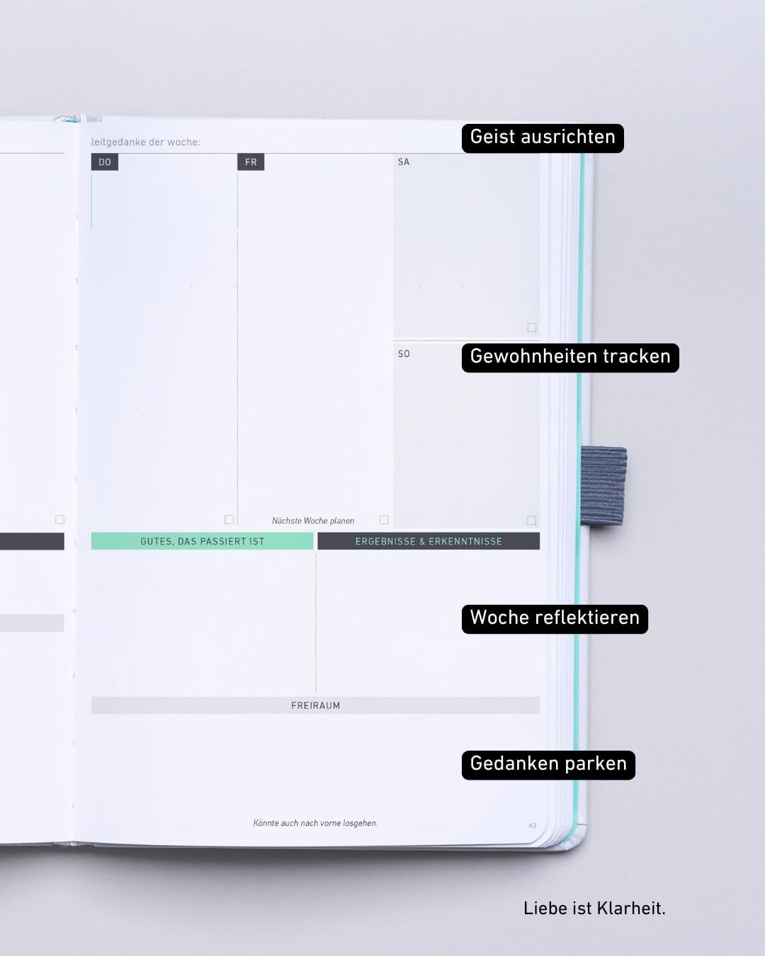 KLARHEIT KALENDER undatiert mit 52 Wochen (A5)– dein Organizer, Terminplaner, Notizbuch und Terminka