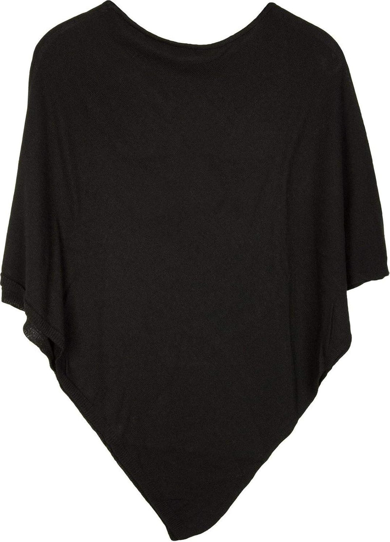 styleBREAKER Damen Feinstrick Poncho in Unifarben, leicht asymmetrischer Schnitt, Ärmellos, Rundhals