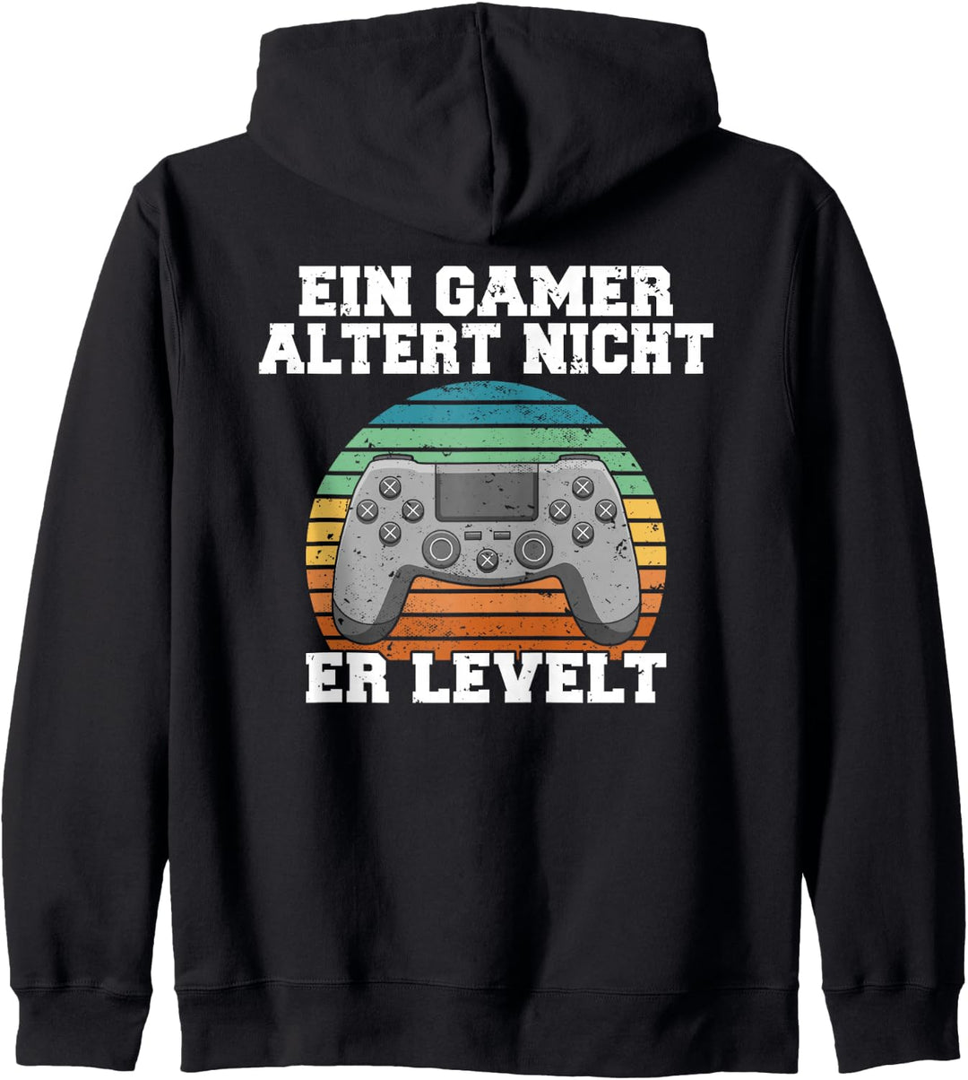 Backprint Ein Gamer altert nicht, er levelt Kapuzenjacke