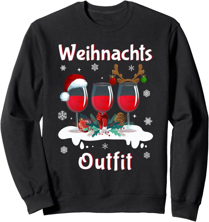 Lustiges Weihnachtsoutfit Damen Herren Wein Weihnachten Sweatshirt