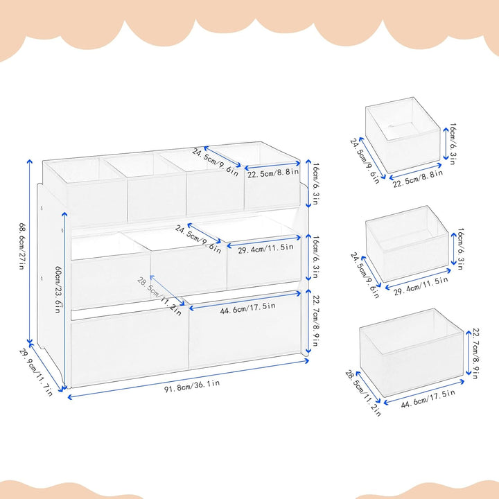 Lestarain Kinderregal mit 9 Aufbewahrungsboxen, Spielzeugregal, Regal Kinderzimmer Spielzimmer, Kind