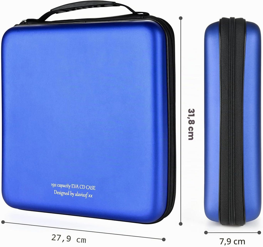 KUOCDSIK CD Tasche, 192 Kapazität, hartes EVA, schützende Blu-ray-CD-Brieftasche, Doppel-Reissversch