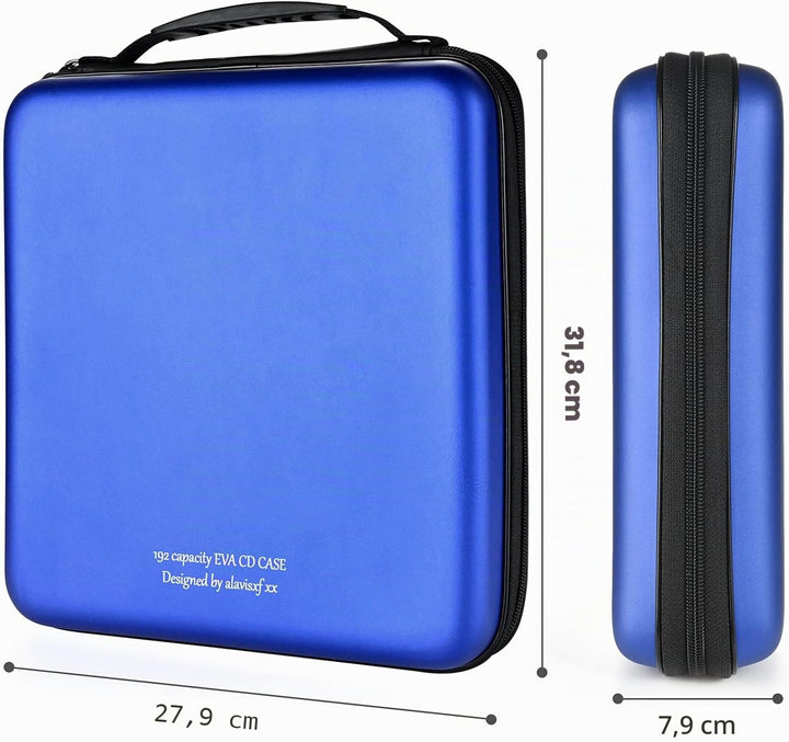 KUOCDSIK CD Tasche, 192 Kapazität, hartes EVA, schützende Blu-ray-CD-Brieftasche, Doppel-Reissversch