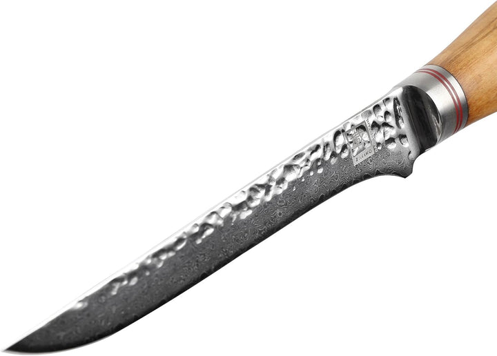 Zayiko Minami Olive Damast Filetiermesser 16,50 cm Klinge extrem scharf aus 67 Lagen I Damast Küchen