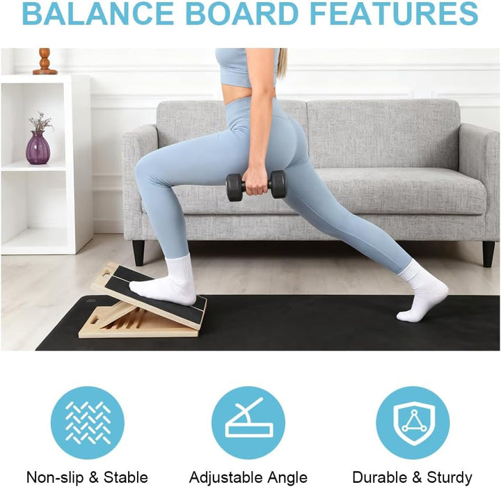 Tragbares Schrägbrett aus Holz, Wadendehner Balance Board, Klappbares Slant Board mit Einstellbarem