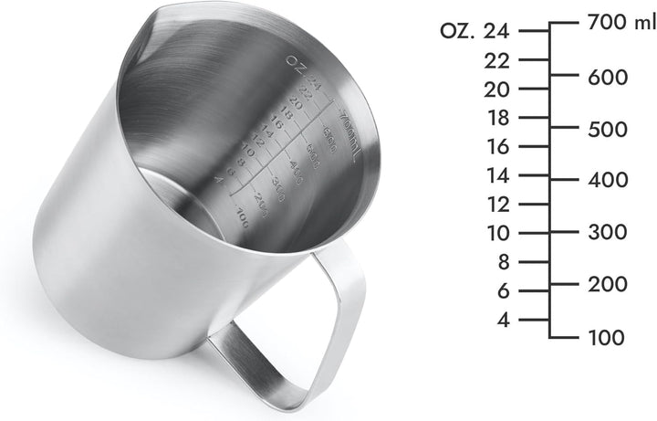 CURTA auf Edelstahl Messbecher, 700 ml Messbecher, Milchaufschäumbecher, Arten von Markierungen, ein