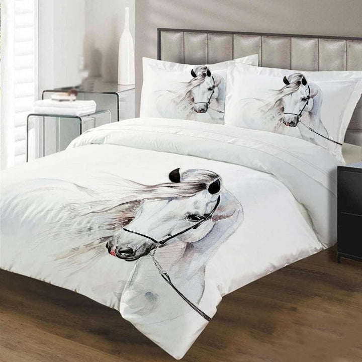 LLTTEER Bettwäsche Set für Pferde 3D-Druck,Kinder Tier Bettwäsche Set 3 Teiligs,Mikrofaser Bettbezug
