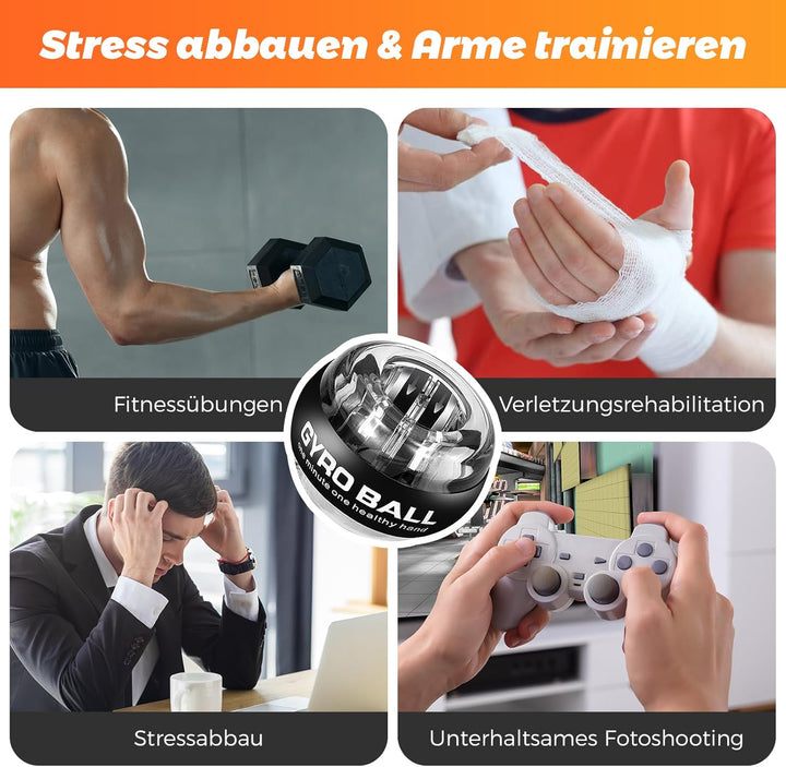 BeSokar Gyroball, Handgelenktrainer-Ball, Auto-Start, 5-stufiger Widerstands-/Lichtsteuerung, Gyrosk