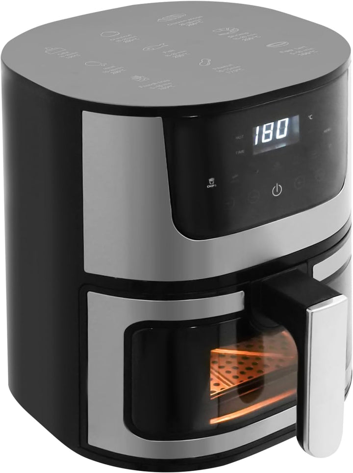 Heissluftfritteuse, Airfryer Gross mit Temperaturregelung 80-200 °C, Einstellbare Zeit 0–60 min, Aut