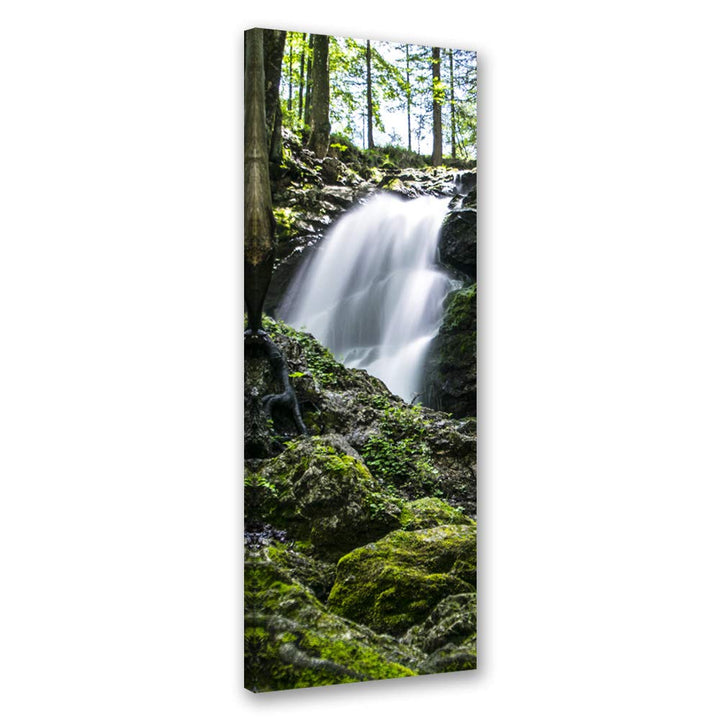 Feeby Vlies Leinwandbild Wasserfall Im Wald 60x150 cm Wand Bild Kunstdruck Deko Wohnzimmer Wohnungs