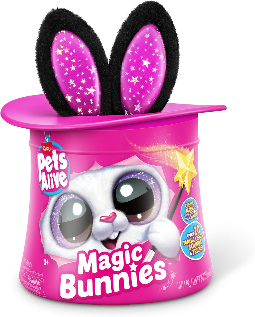 Pets Alive 9549D Magic Bunnies von ZURU, Black Bunny (Sootie), Large (32 cm), Black Bunny (Sootie)