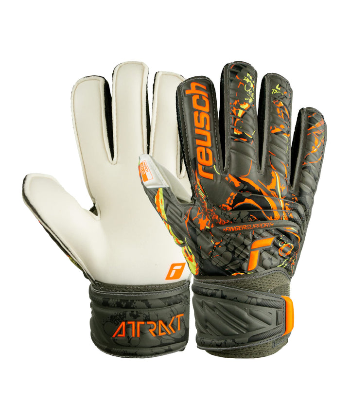 Reusch Attrakt Solid Finger Support TW-Handschuhe Kids Kinder 4 gruenorange, 4 gruenorange