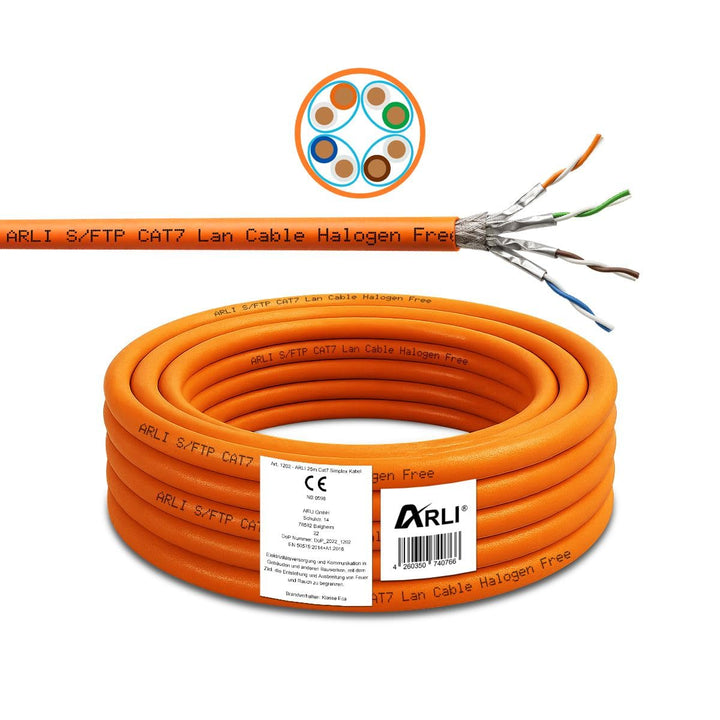 ARLI Cat7 Verlegekabel 25 m Netzwerkkabel inkl. Abisoliermesser CAT.7 LAN Halogenfrei Installationsk