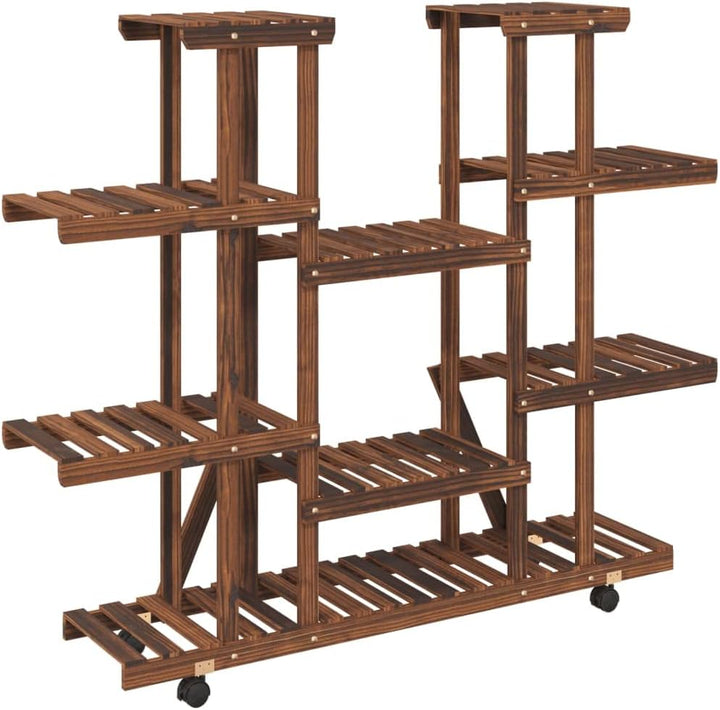 vidaXL Blumenständer, Holz Pflanzenregal mit Rollen, Blumenregal für Wohnzimmer Balkon Terrasse, Pfl