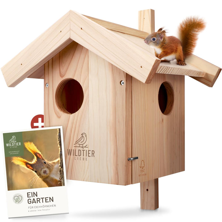 wildtier liebe Eichhörnchen Kobel - Nest für Eichhörnchen aus verschraubtem Massiv-Holz, Eichhörnche