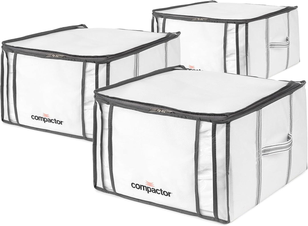 Compactor - 3er Set Aufbewahrungsboxen Life M mit Vakuumbeutel - Komprimierung von Kleidung, Kissen,