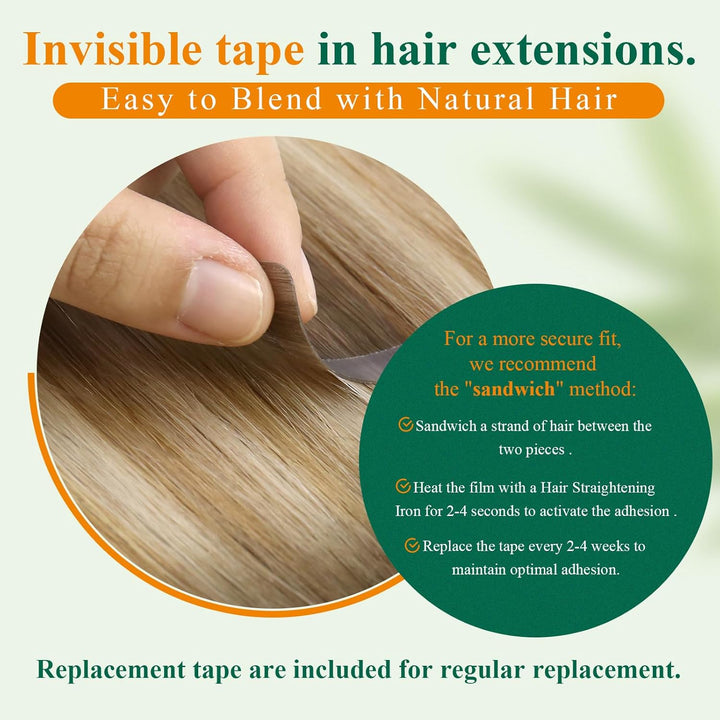 Easyouth Tape in Extensions Echthaar Balayage Tape in Haar Extensions Remy Menschenhaar Tape in Echt