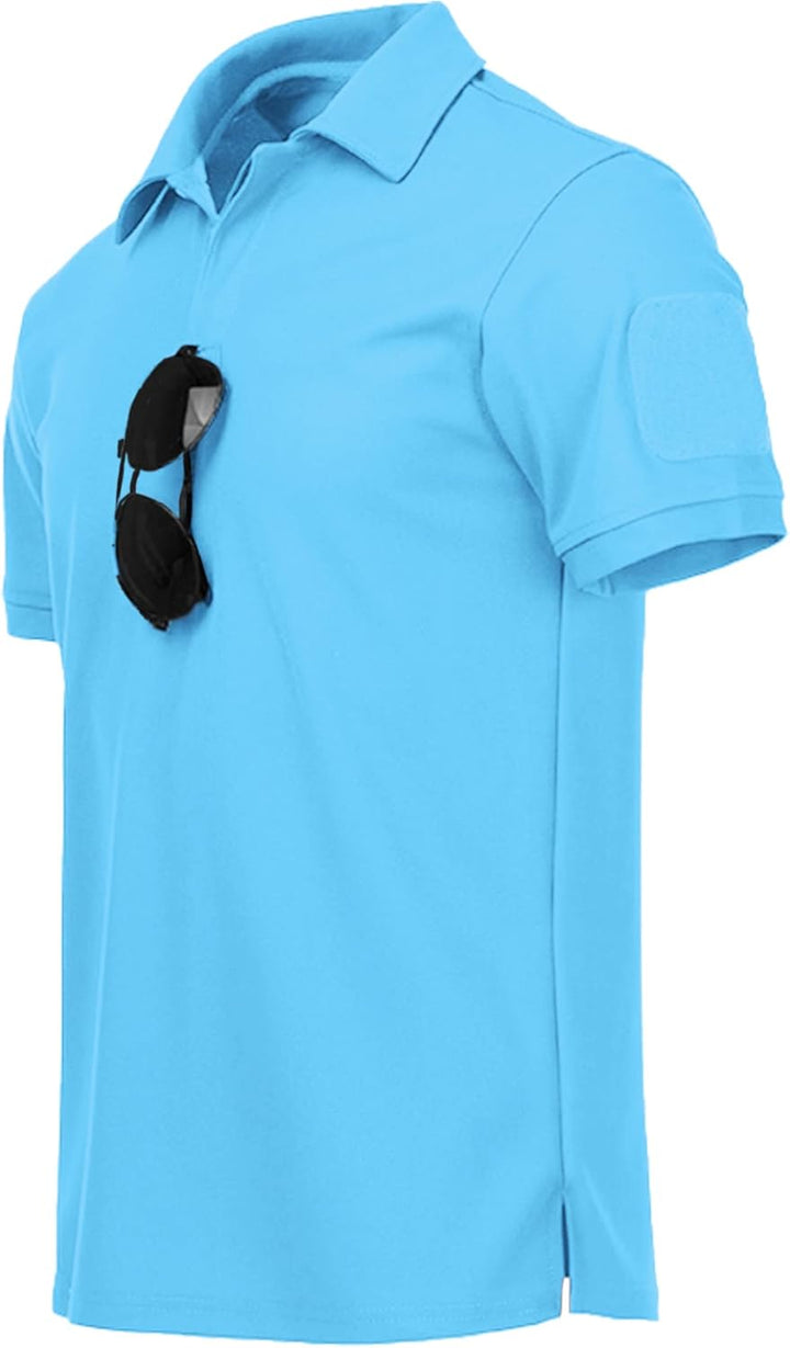 geeksport Poloshirt Herren Kurzarm Freizeit Sport Polo Golf Tshirts Männer Polohemd Himmelblau XXL,
