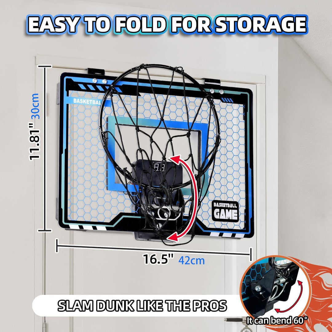 Basketballkorb Indoor Kinder, Led-Licht Mini Basketballkorb fürs Zimmer Mit 3 Bällen & Elektronische