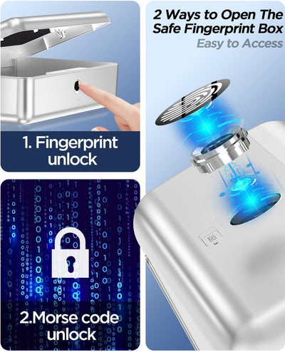 LOCK Biometrischer Tresor [Fingerabdruckerkennung] [Kompakt] Ideal für Scheckbücher, Geld, Schmuck,