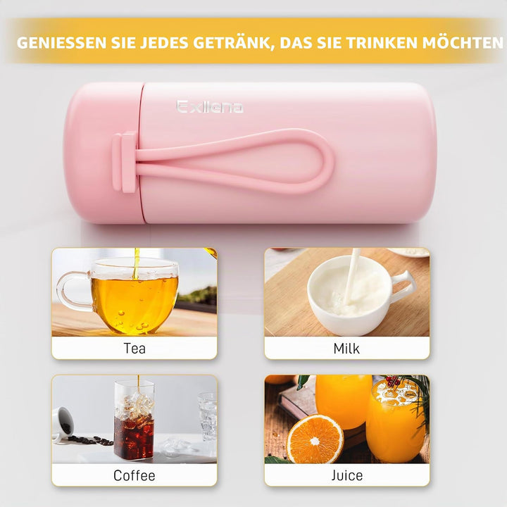 Exllena Mini Trinkflasche 150ml – Mini Thermosflasche Auslaufsicher mit praktischem Tragegriff - Hoc