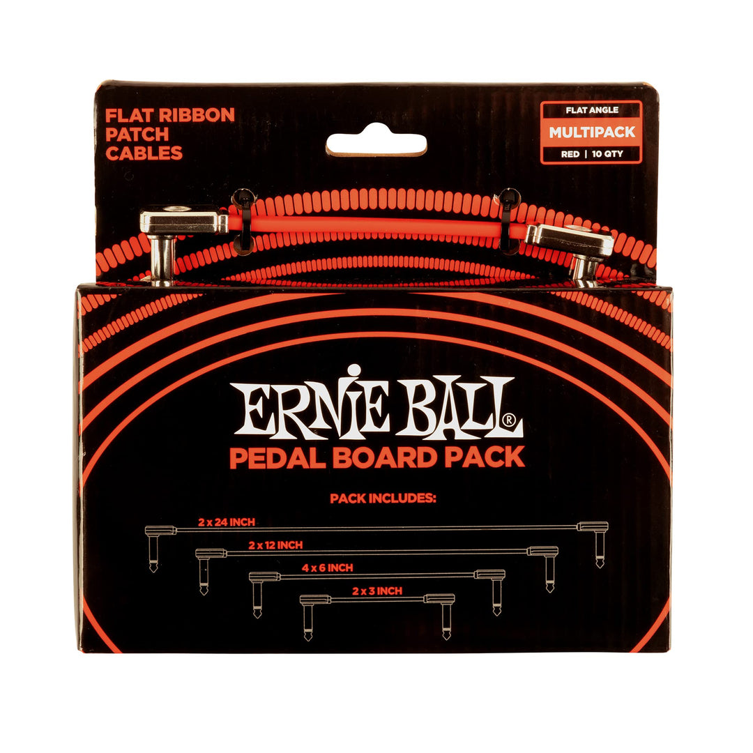 Ernie Ball Flachband-Patchkabel Pedalboard, Multi-Pack, Rot Rot Pedalboard Multipack, Rot Pedalboard