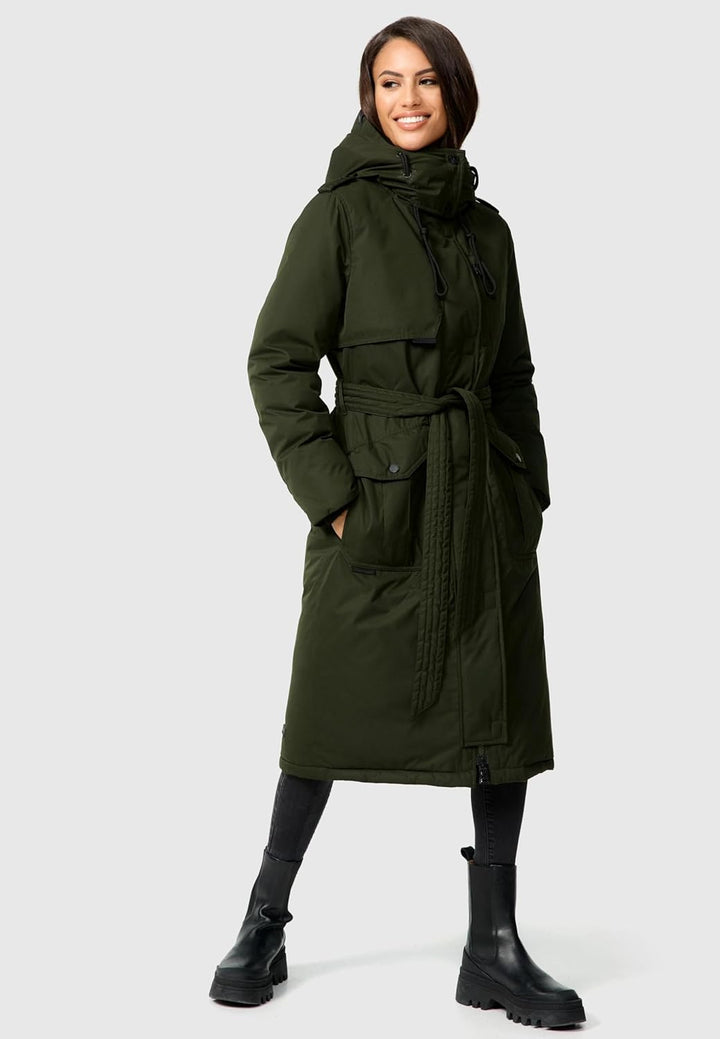Navahoo Damen Wintermantel warmer Parka lang mit hohem Kragen und weicher Kapuze Hokulanii XS-XXL L