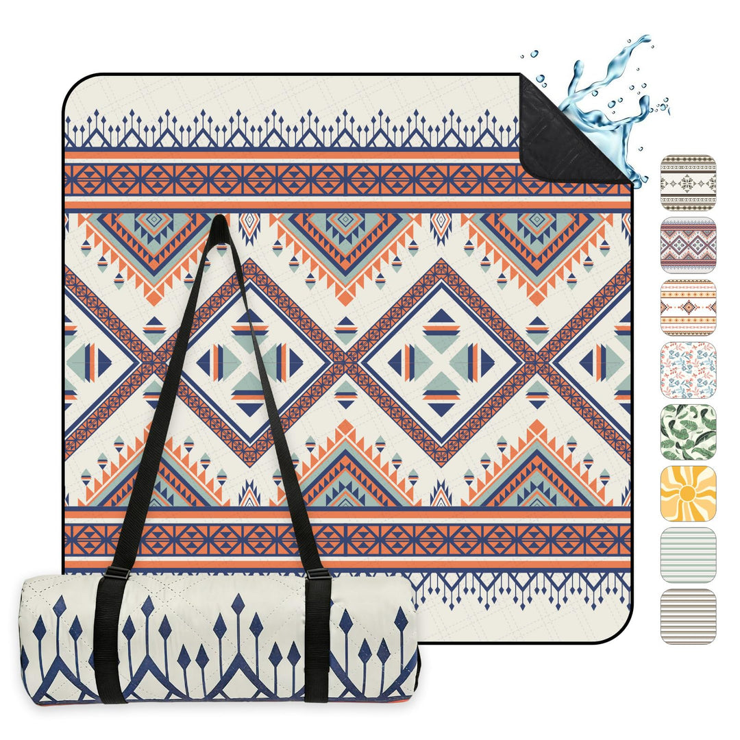 Sekey Boho Picknickdecke Wasserdicht 200x200 cm, Stranddecke Sandfrei | Gepolstert, Dreischichtige S