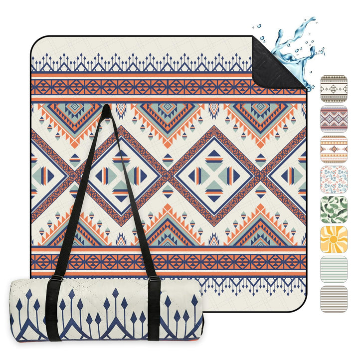Sekey Boho Picknickdecke Wasserdicht 200x200 cm, Stranddecke Sandfrei | Gepolstert, Dreischichtige S