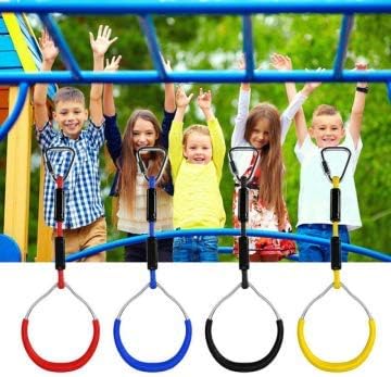FBSPORT 4 Stück Klettern Ringe für Kinder, Outdoor Indoor Kinder Ninja Ringe zum Aufhängen belastbar