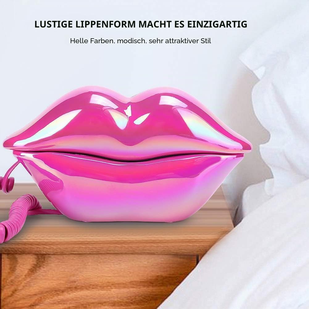 VBESTLIFE Schnurgebundenes Telefon, mundförmiges Lippen-Telefon Desktop-Festnetztelefon mit klarem T
