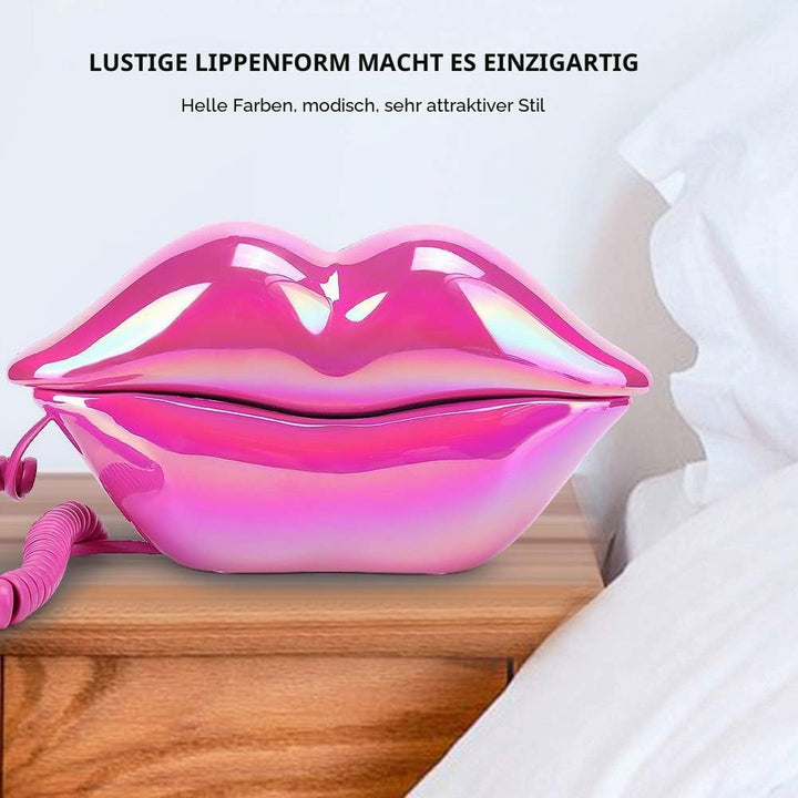 VBESTLIFE Schnurgebundenes Telefon, mundförmiges Lippen-Telefon Desktop-Festnetztelefon mit klarem T