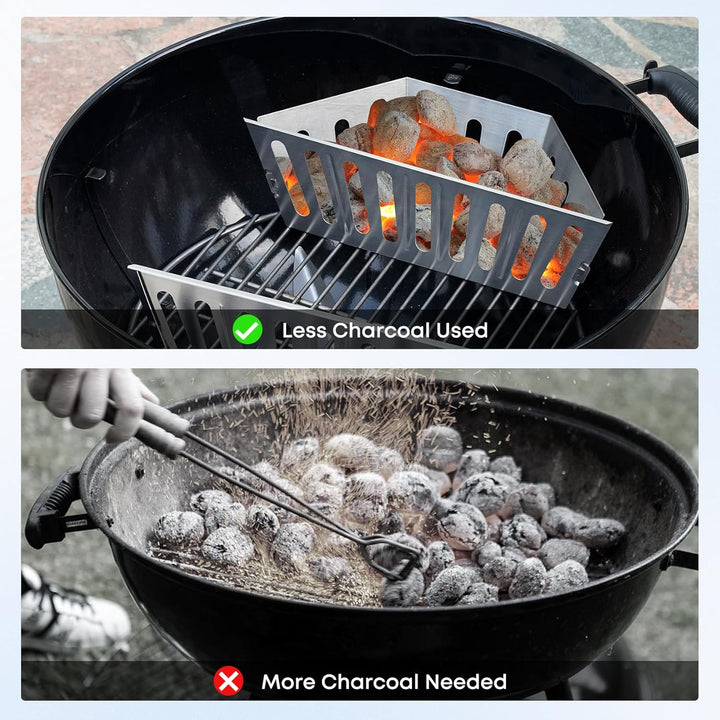onlyfire Holzkohlekorb Edelstahl, Kohlekorb Grill Gross für Weber 57/67cm Kugelgrills, Hochwertige C