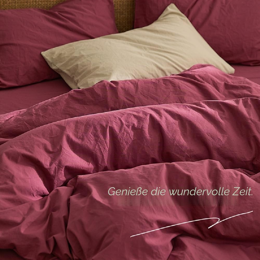 Sedefen Bettwäsche 200x200cm Baumwolle Renforce Altrosa Rosa Uni Unifarben Baumwollbettwäsche Set,Do