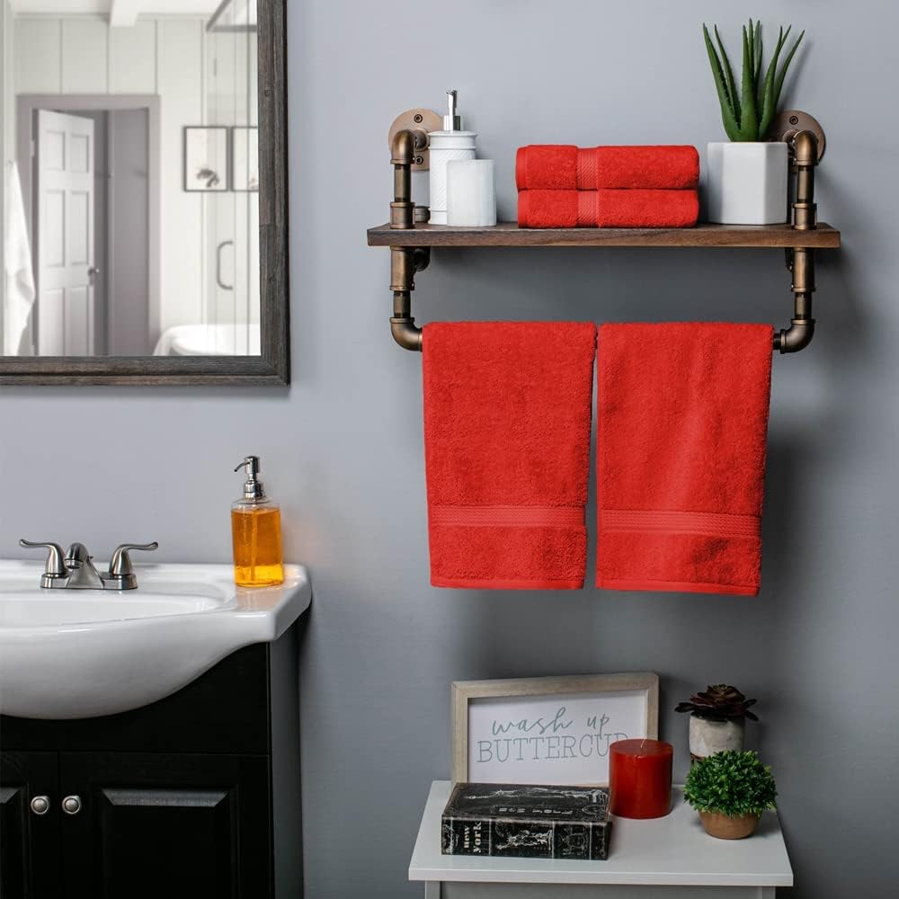 SUPERIOR Handtuch-Set aus massiver ägyptischer Baumwolle, 50,8 x 76,2 cm, Rot, 4-teilig 4PC Hand Rot