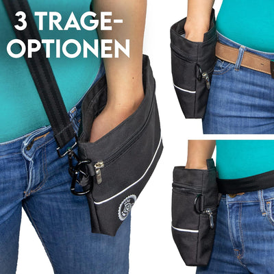 HUND IST KÖNIG® Leckerlietasche für Hunde mit Einhand-Magnet-Verschluss, 2 Zip-Fächer, herausnehmbar