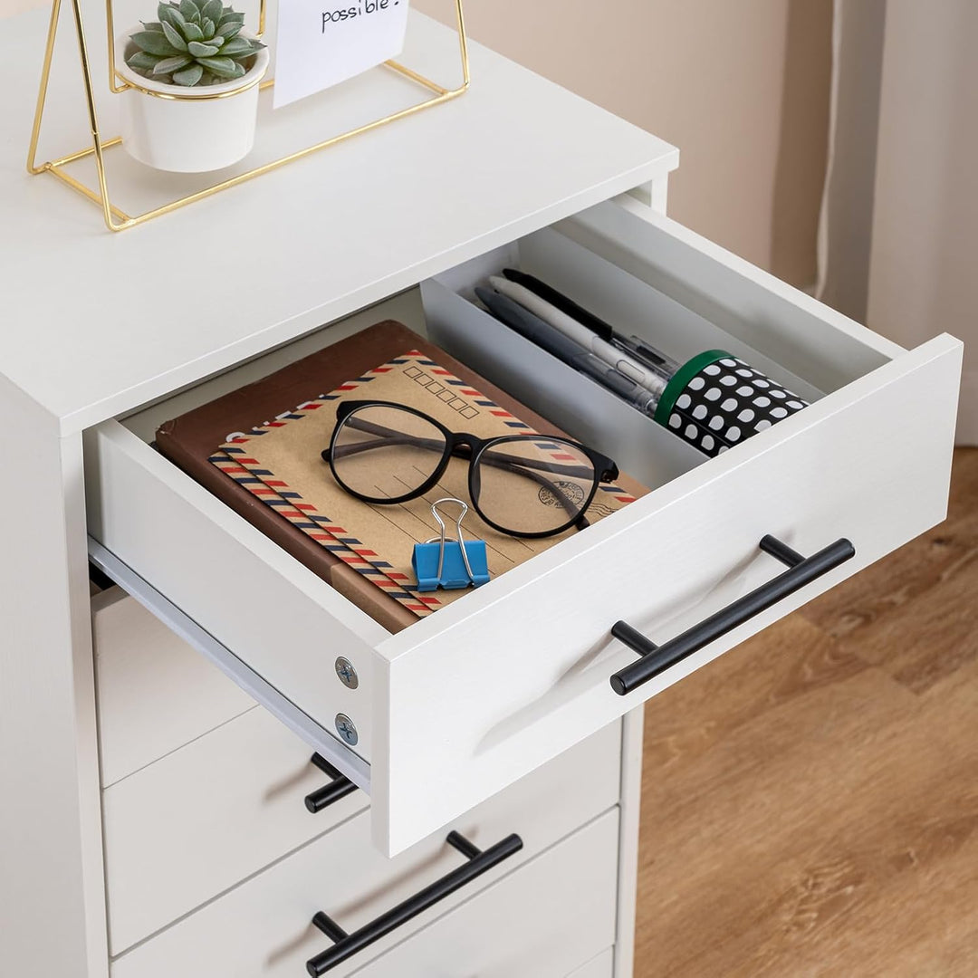HOOBRO Rollcontainer mit 7 Schubladen, Aktenschrank, Holz Büroschrank, Büromöbel mit Schubladen, Auf
