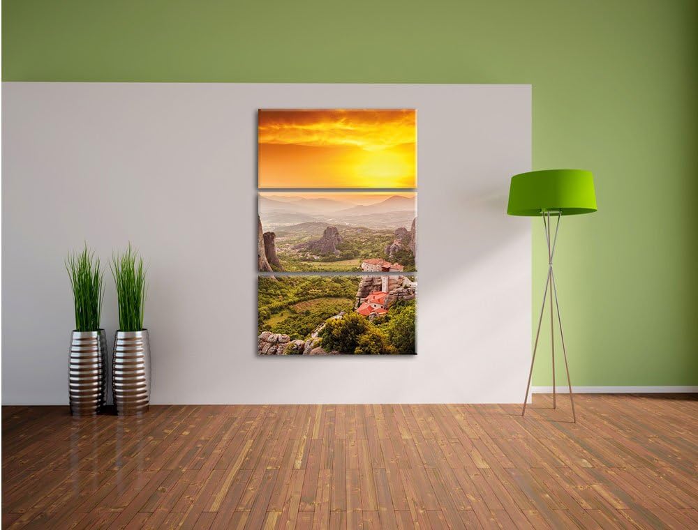 Pixxprint Dörfer in den Bergen 3-Teiler Leinwandbild 120x80 Bild auf Leinwand