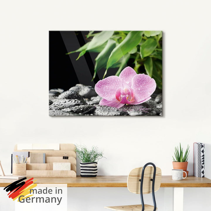 ARTland Glasbilder Wandbild Glas Bild einteilig 50x50 cm Quadratisch Natur Asien Botanik Blumen Orch