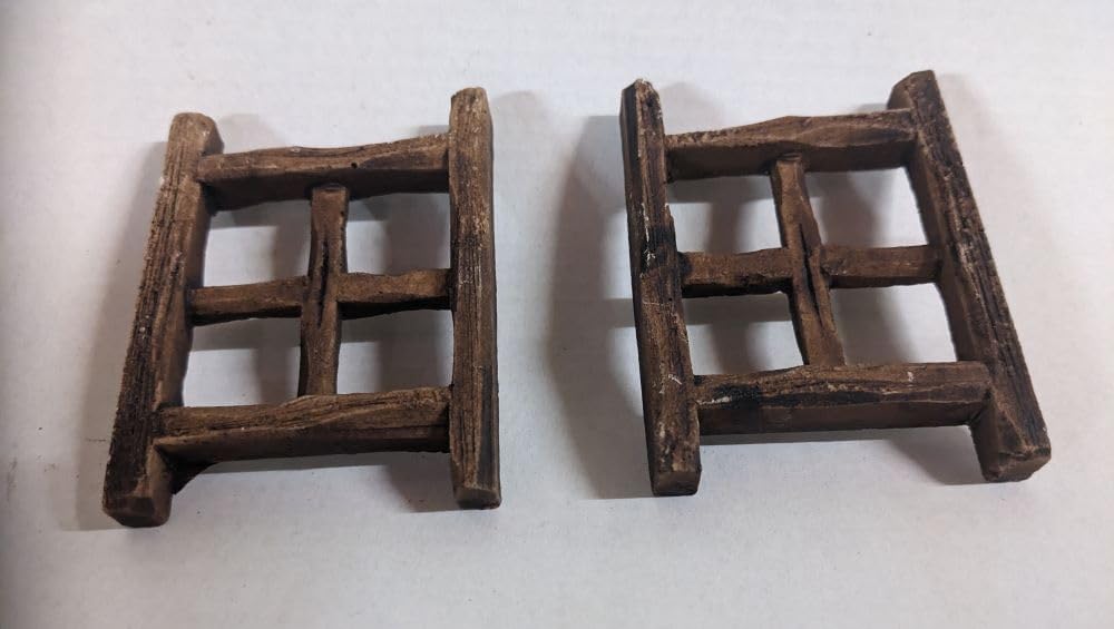 menta-modellbau 2 x Fenster Almstadl für die alpenländische Krippe, Krippenbau, Braun, Holz, Natur,