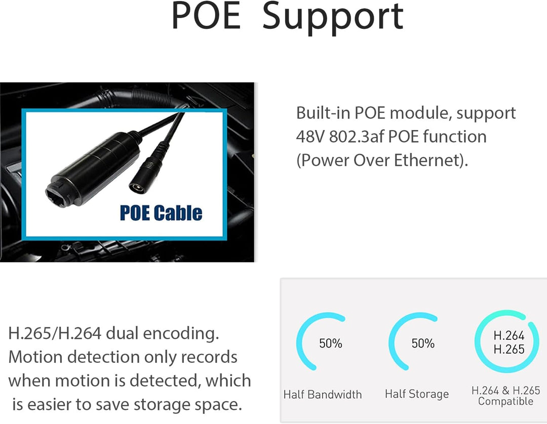 5MP POE Mini Audio IP Kamera, 3.7mm Objektiv HD Small Indoor Built in Microphone Sicherheitskamera,